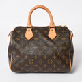Louis Vuitton Speedy 25 Handbag Monogram Leather Brown Gold