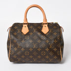 Louis Vuitton Speedy 25 Handbag Monogram Leather Brown Gold
