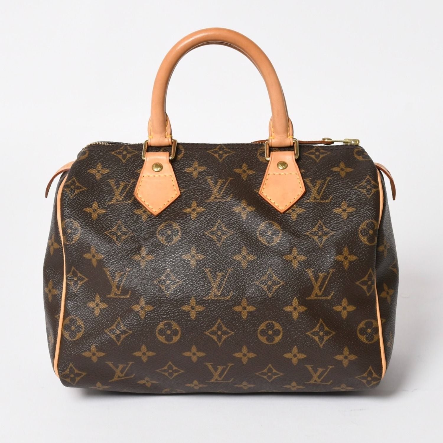 Louis Vuitton Speedy 25 Handbag Monogram Leather Brown Gold
