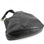 Chanel Tote CC Logo Jumbo CC Chain Shoulder Handbag Caviar Leather Black Gold — view 3