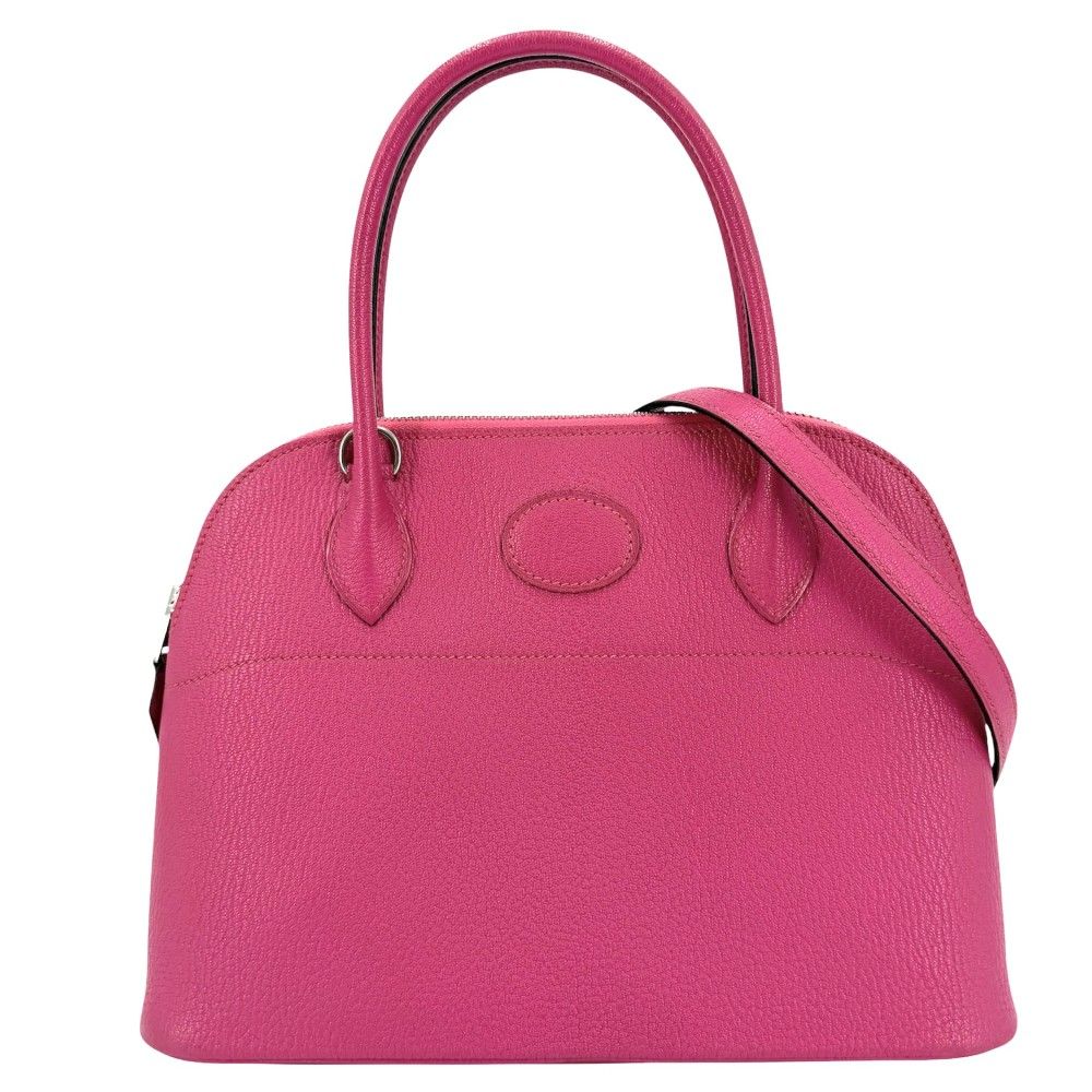 Hermes 2-Way Bolide 27 Shoulder Bag Crossbody Leather Pink Silver