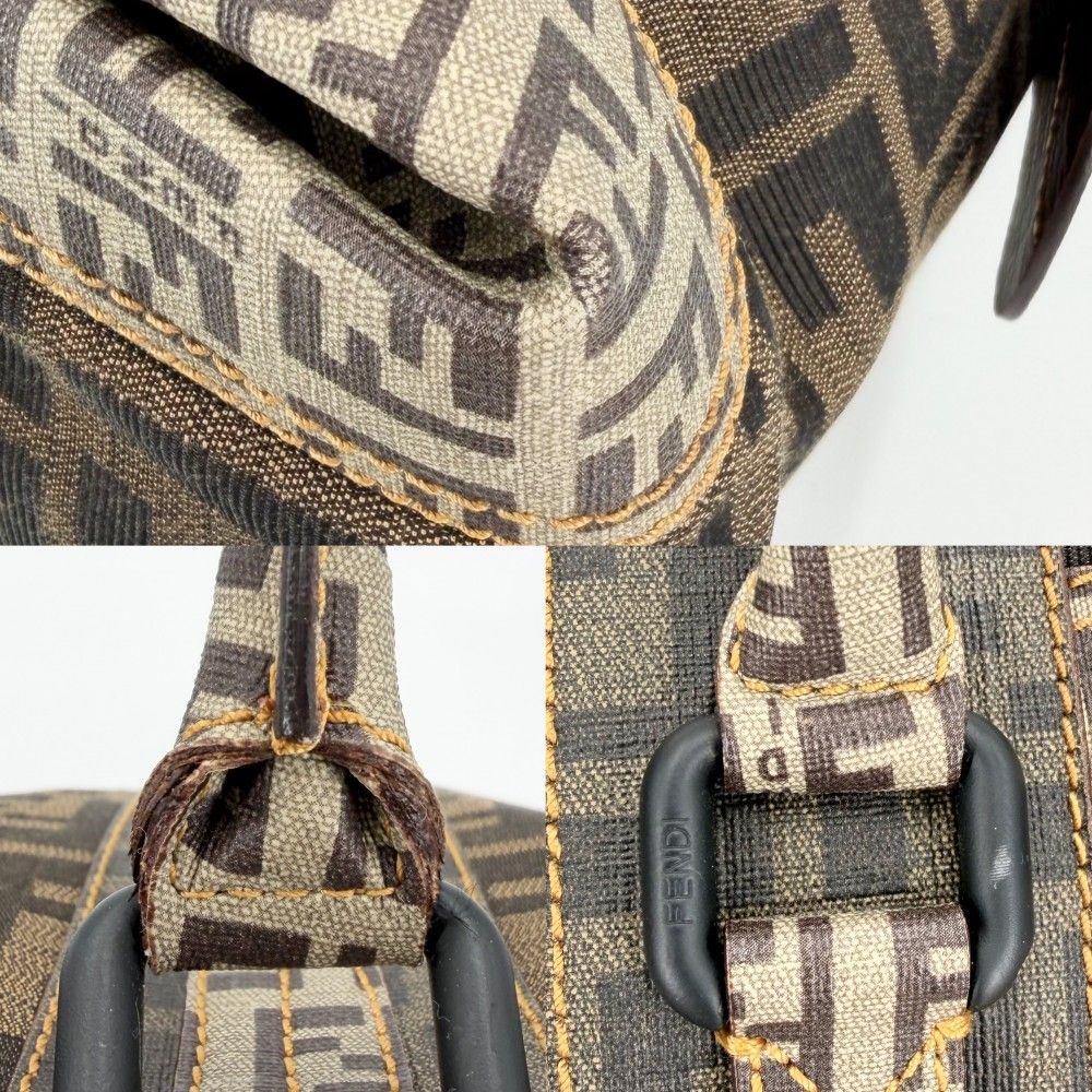 Fendi Handbag Zucca Tote Shoulder Canvas Leather Brown Black — view 6