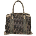 Fendi Handbag Zucca Tote Shoulder Canvas Leather Brown Black