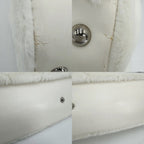 Chanel Tote Camellia Quilted Chain CC Logo Shoulder Handbag Faux Fur White — view 6