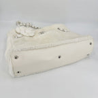 Chanel Tote Camellia Quilted Chain CC Logo Shoulder Handbag Faux Fur White — view 3