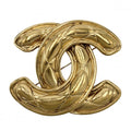 Chanel Brooch Quilted CC Logo Vintage Gold Plated