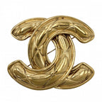 Chanel Brooch Quilted CC Logo Vintage Gold Plated