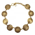 Chanel Necklace Round CC Logo Medal Chain Vintage Gold Plated
