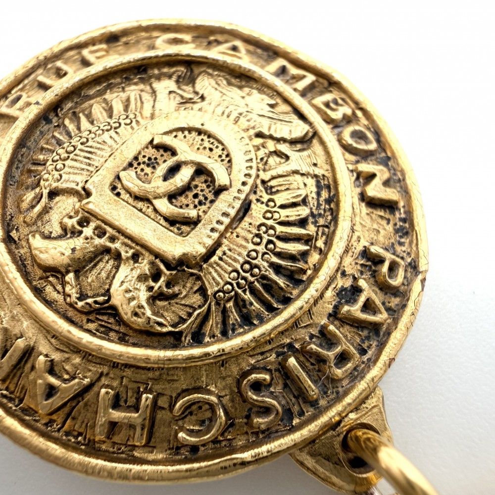 Chanel Necklace Round CC Logo Medal Chain Vintage Gold Plated — view 7