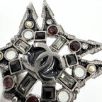 Chanel Brooch CC Logo Rhinestone Faux Pearl Black — view 9