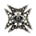 Chanel Brooch CC Logo Rhinestone Faux Pearl Black