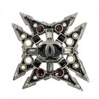 Chanel Brooch CC Logo Rhinestone Faux Pearl Black