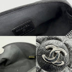 Chanel Pouch Camellia CC Logo Case Leather Black Silver — view 6
