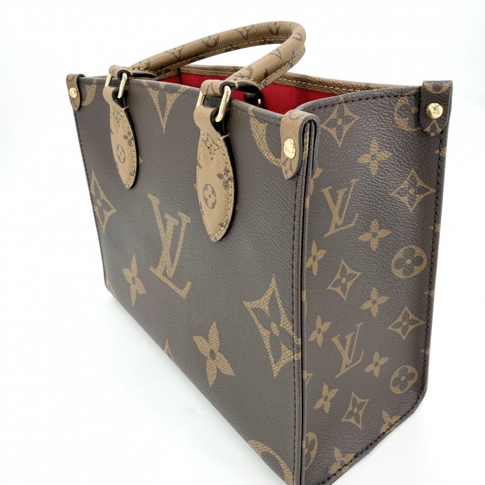 Louis Vuitton 2-Way Monogram Reverse On The Go PM Shoulder Bag Brown Gold — view 6