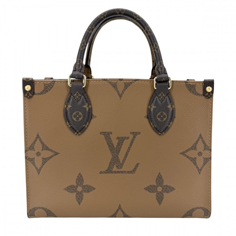 Louis Vuitton 2-Way Monogram Reverse On The Go PM Shoulder Bag Brown Gold — view 2