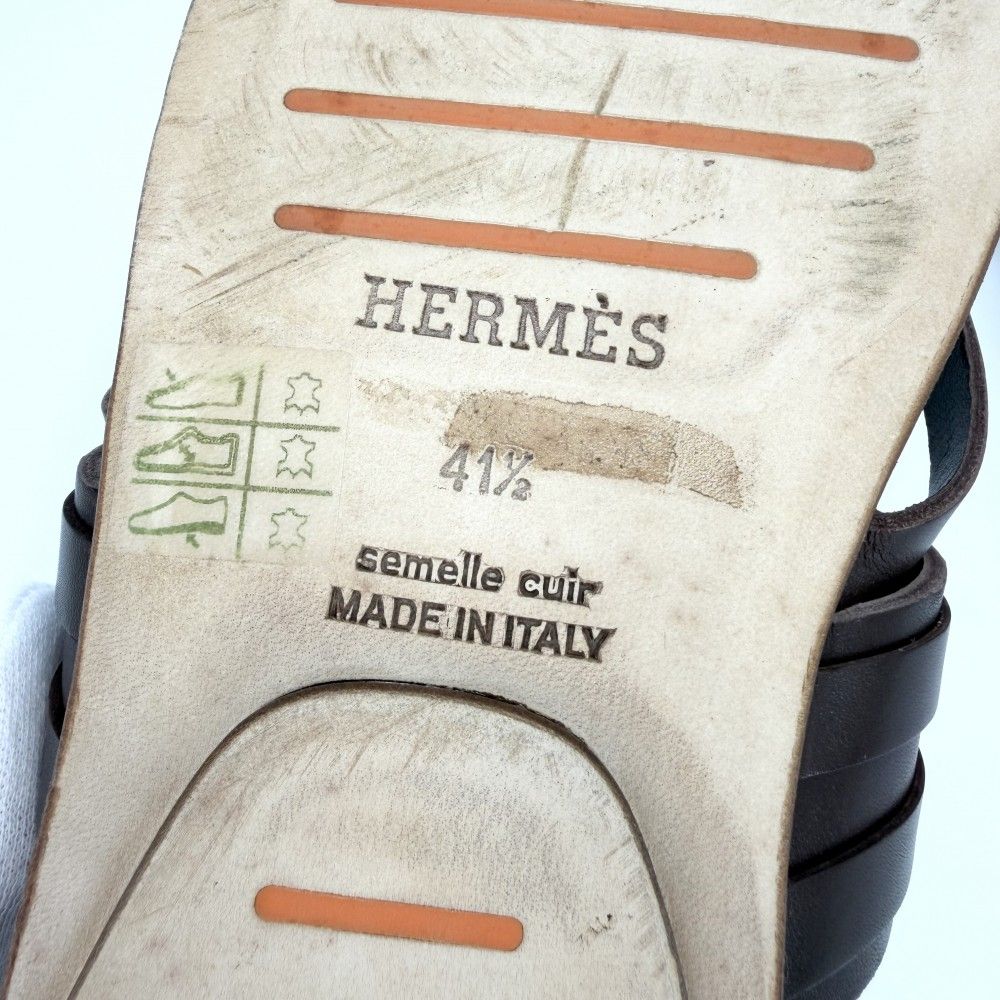 Hermes Sandals Flat Shoes 41.5 Leather Brown Gold Spring Summer — view 3