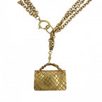 Chanel Necklace CC Logo Quilted Motif Bag Pendant Vintage Gold Plated — view 2