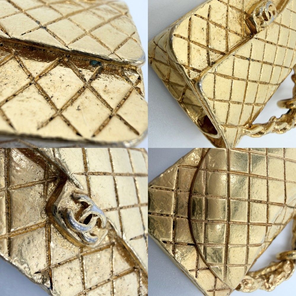 Chanel Necklace CC Logo Quilted Motif Bag Pendant Vintage Gold Plated — view 6