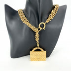 Chanel Necklace CC Logo Quilted Motif Bag Pendant Vintage Gold Plated — view 3