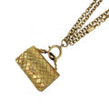 Chanel Necklace CC Logo Quilted Motif Bag Pendant Vintage Gold Plated
