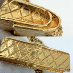 Chanel Necklace CC Logo Quilted Motif Bag Pendant Vintage Gold Plated — view 7