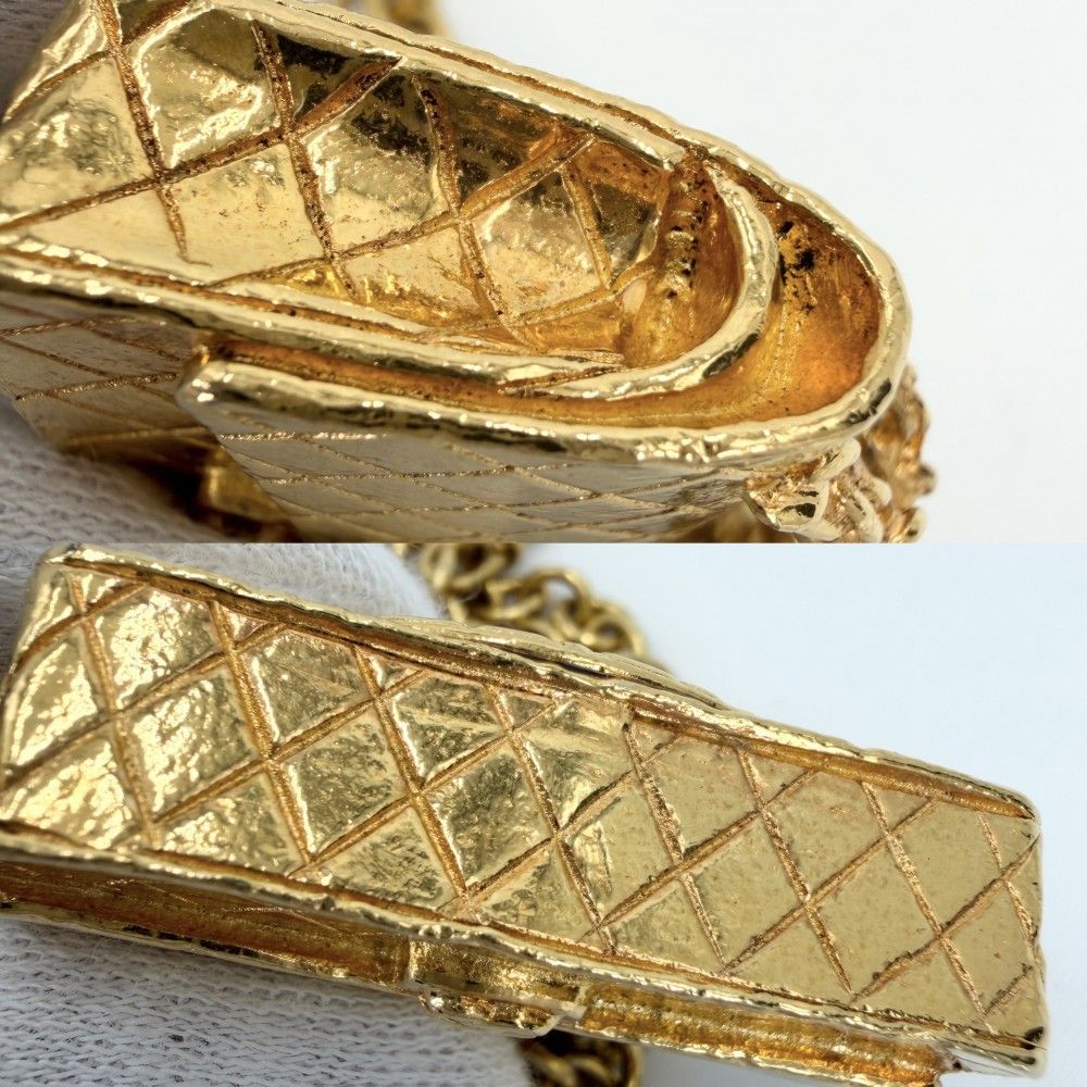 Chanel Necklace CC Logo Quilted Motif Bag Pendant Vintage Gold Plated — view 7
