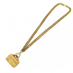 Chanel Necklace CC Logo Quilted Motif Bag Pendant Vintage Gold Plated — view 5
