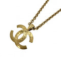 Chanel Necklace CC Logo Long Pendant Quilted Coco Vintage Gold Plated