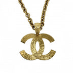 Chanel Necklace CC Logo Long Pendant Quilted Coco Vintage Gold Plated — view 2