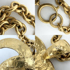 Chanel Necklace CC Logo Long Pendant Quilted Coco Vintage Gold Plated — view 6