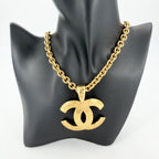 Chanel Necklace CC Logo Long Pendant Quilted Coco Vintage Gold Plated — view 3