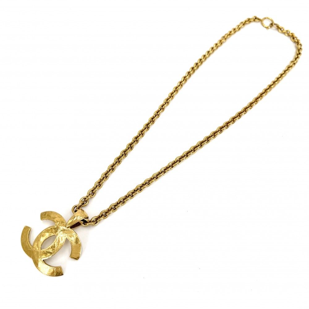 Chanel Necklace CC Logo Long Pendant Quilted Coco Vintage Gold Plated — view 5