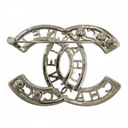 Chanel Brooch CC Logo Rhinestone Faux Pearl Silver — view 2