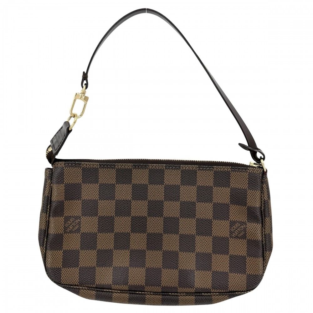 Louis Vuitton Damier Pochette Pouch Shoulder Cross Brown Gold — view 2