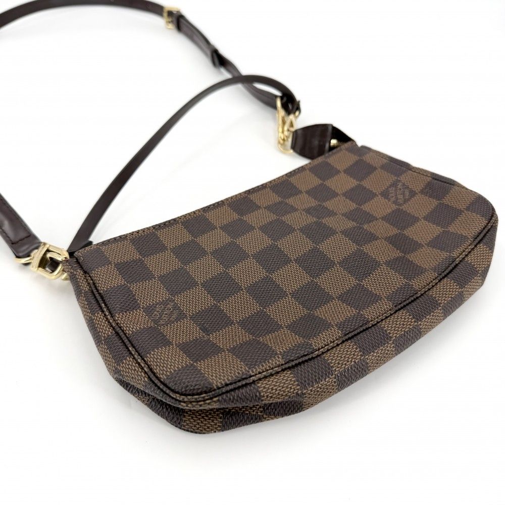 Louis Vuitton Damier Pochette Pouch Shoulder Cross Brown Gold — view 3