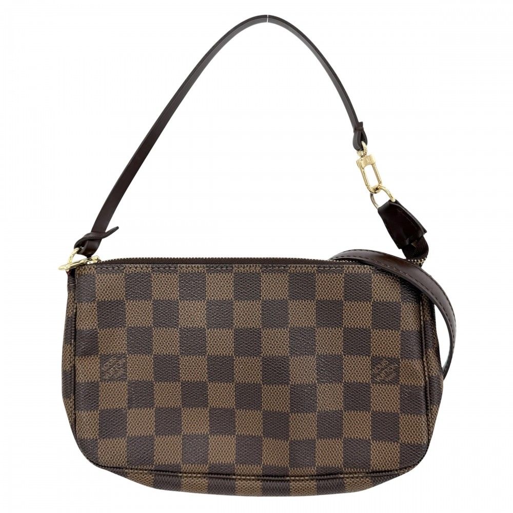 Louis Vuitton Damier Pochette Pouch Shoulder Cross Brown Gold