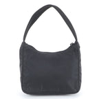 Prada Tessuto Nylon Triangle Logo Leather Handbag Tote Black — view 3