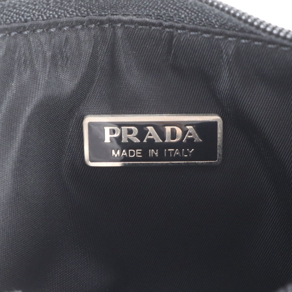 Prada Tessuto Nylon Triangle Logo Leather Handbag Tote Black — view 8