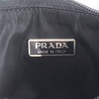 Prada Tessuto Nylon Triangle Logo Leather Handbag Tote Black — view 8