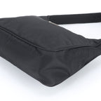 Prada Tessuto Nylon Triangle Logo Leather Handbag Tote Black — view 5