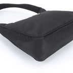 Prada Tessuto Nylon Triangle Logo Leather Handbag Tote Black — view 4
