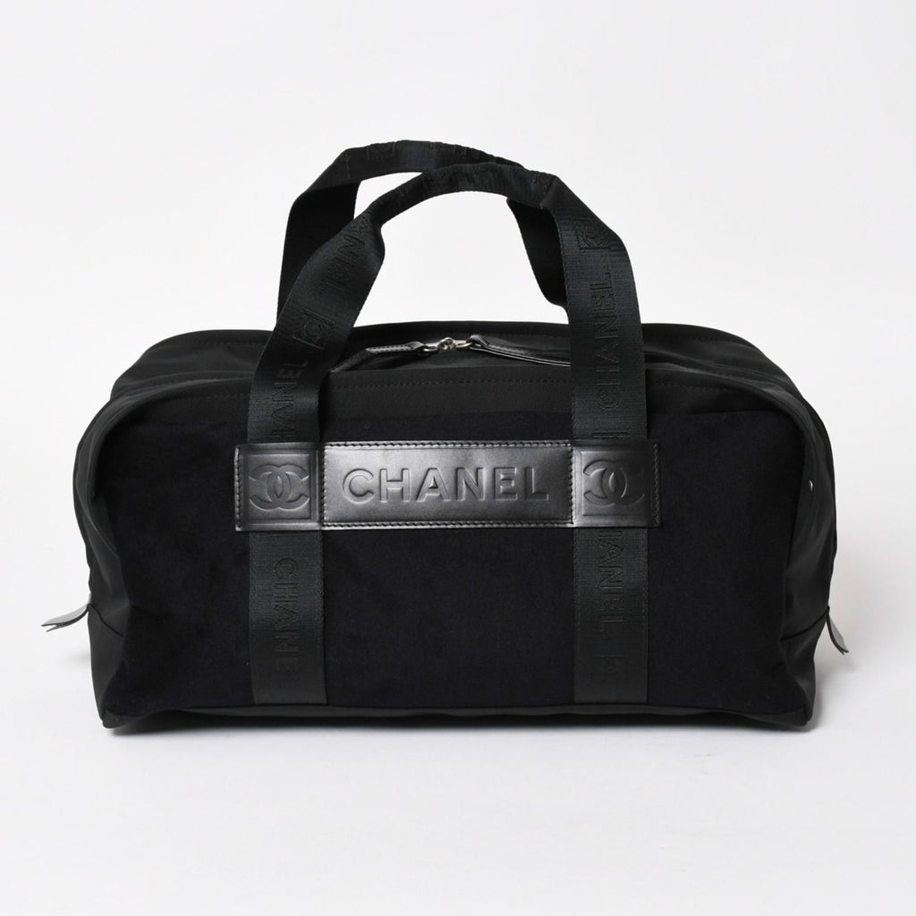 Chanel Sports Line Handbag CC Logo Wool Nylon Navy Black