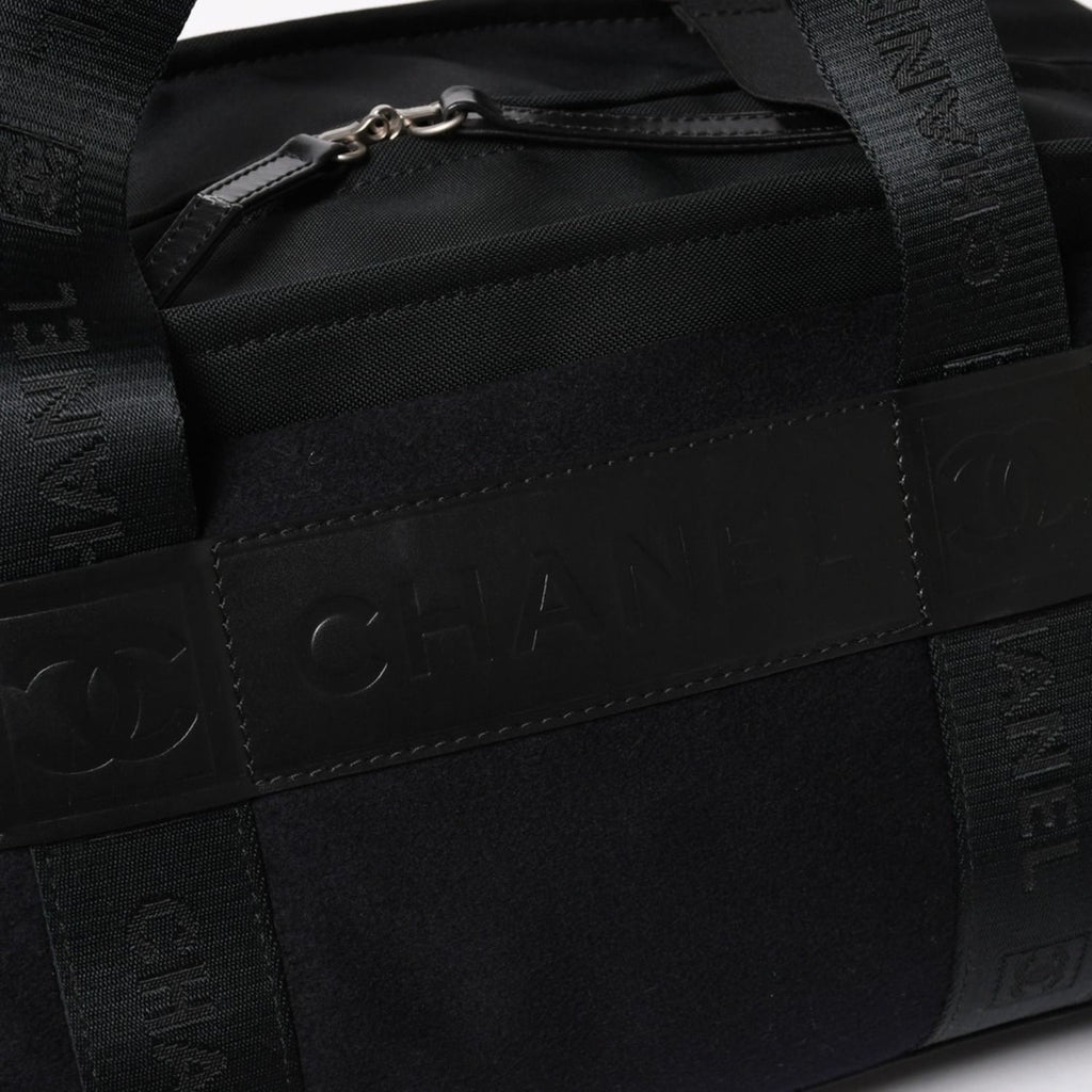 Chanel Sports Line Handbag CC Logo Wool Nylon Navy Black — view 7