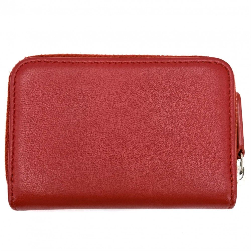 Chanel Coin Case Card CC Logo Purse Leather Red Navy Silver — view 2