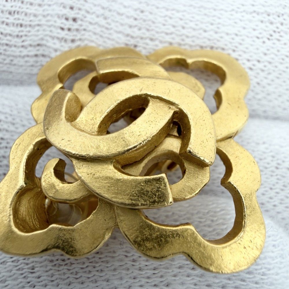 Chanel Earrings CC Logo Vintage Gold Plated — view 8