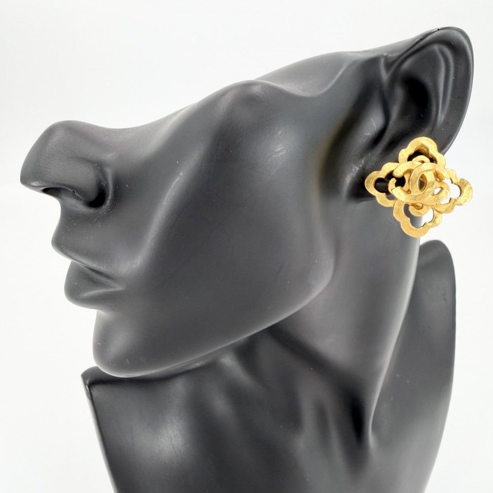 Chanel Earrings CC Logo Vintage Gold Plated — view 2