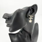 Chanel Earrings CC Logo Swing Star Rhinestone Faux Pearl 24c Gold — view 2