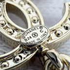 Chanel Earrings CC Logo Swing Star Rhinestone Faux Pearl 24c Gold — view 5