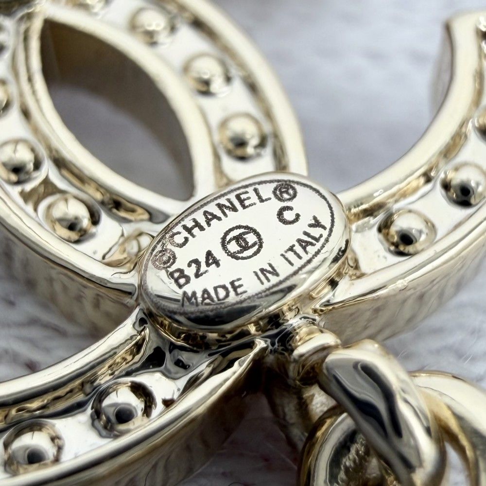 Chanel Earrings CC Logo Swing Star Rhinestone Faux Pearl 24c Gold — view 5