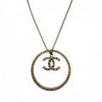 Chanel Necklace Circle CC Logo Long with Adjuster Star Rhinestone Gold Plated — view 2
